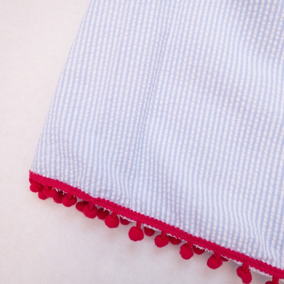 Seersucker & bright pink pom-pom trim dress (3T) - Picture 14 of 16